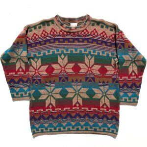 Needles & Yarn pullover sweater women size L XL vintage 80s Southwestern Aztec